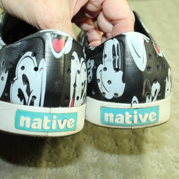 Native Unisex Black Disney Parks Mickey Mouse Rubber W Sz11 M Sz9 Slip On Shoes - Picture 5 of 8